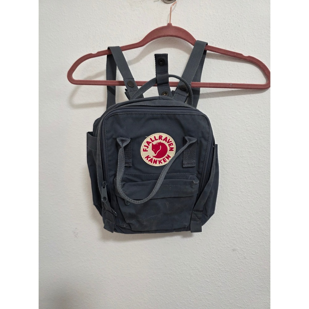 Fjallraven Kanken Mini Backpack Navy Blue Vinylon F Adjustable Straps Bag